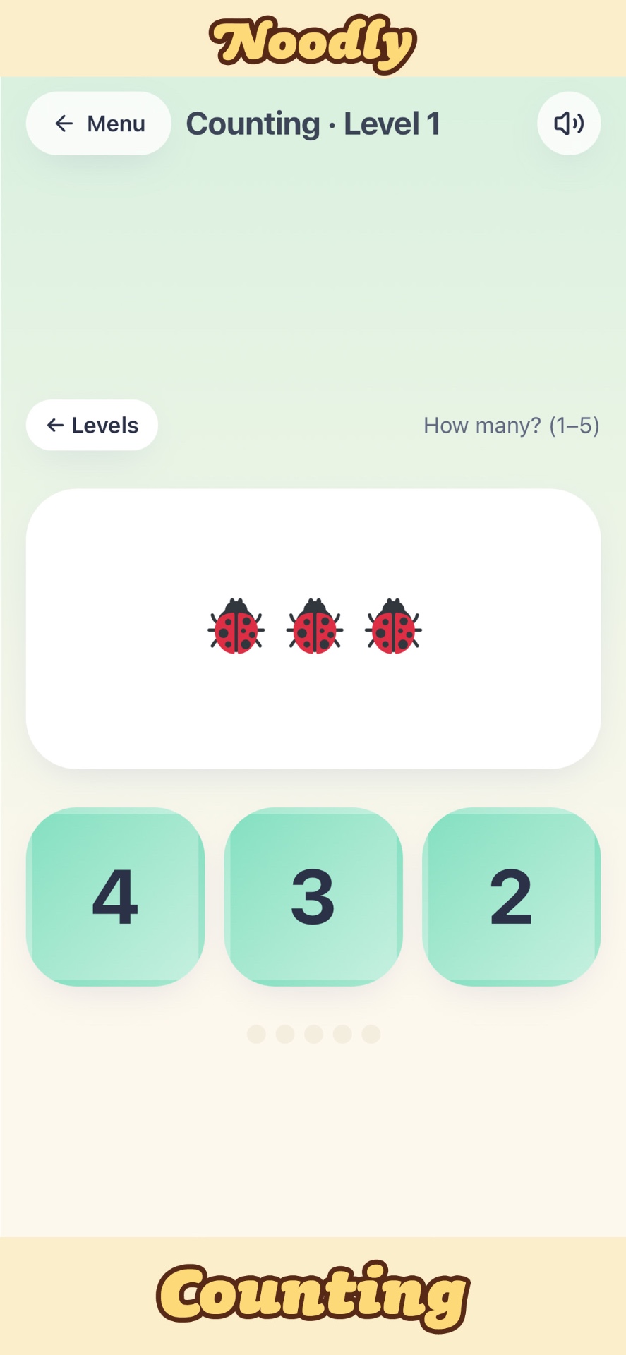 Noodly Counting screen