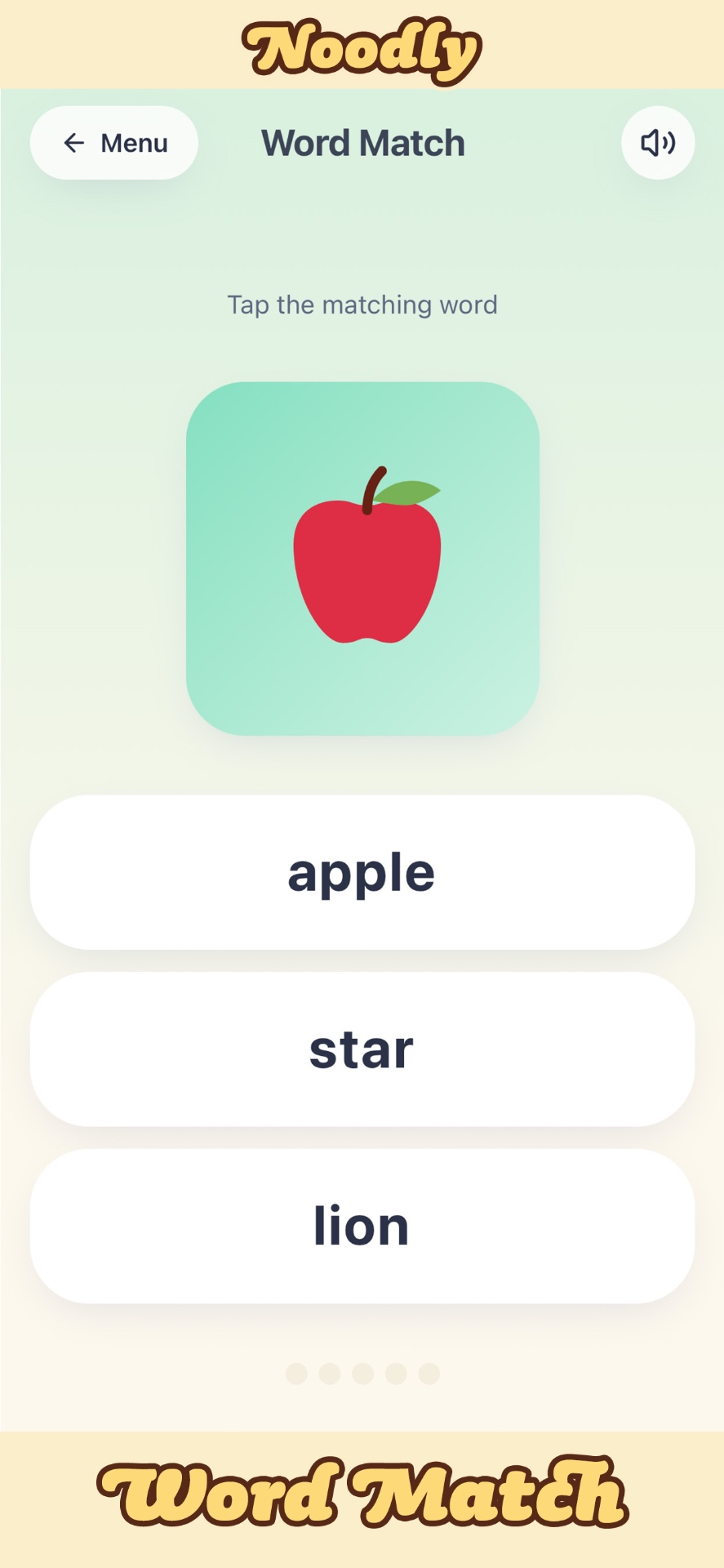 Noodly Word Match screen