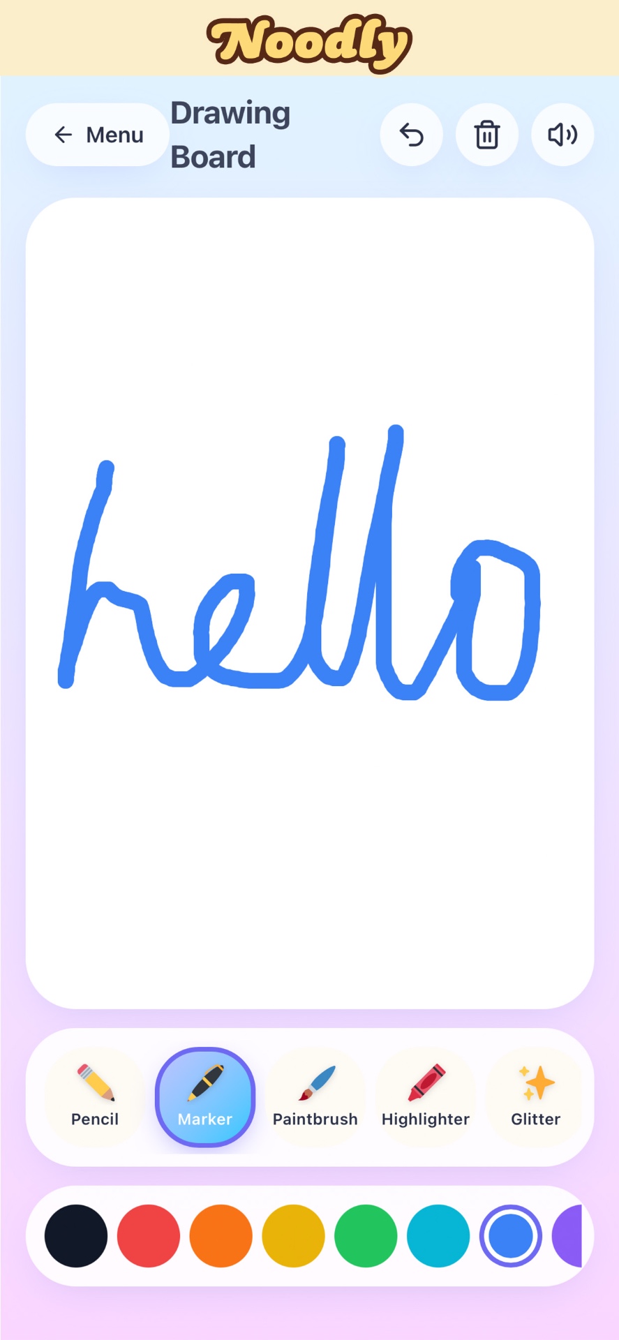Noodly Drawing Board screen